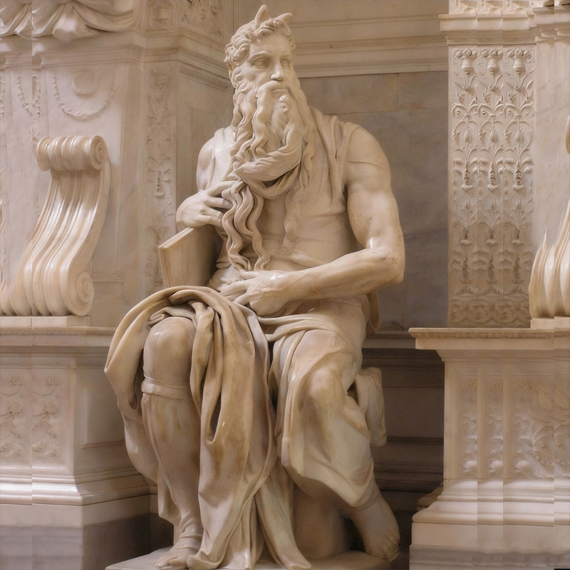 Klasszikus márvány emberi szobor ülő szobor