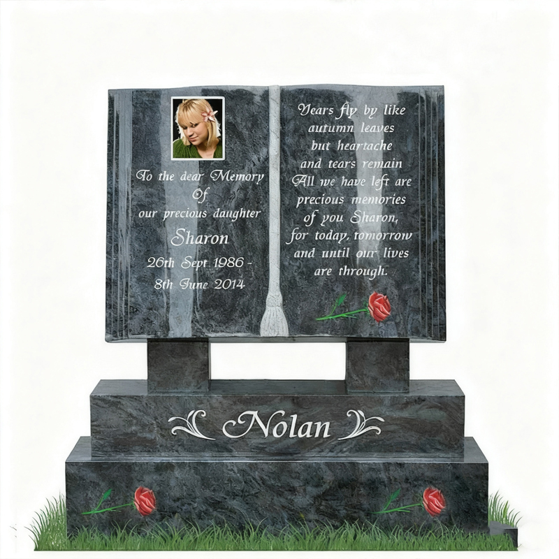 Könyv alakú gránit emléksírkő