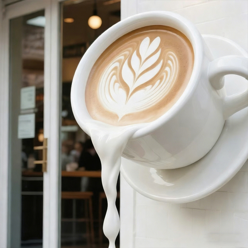 Üvegszálas úszó kávéscsésze dekoratív szobor