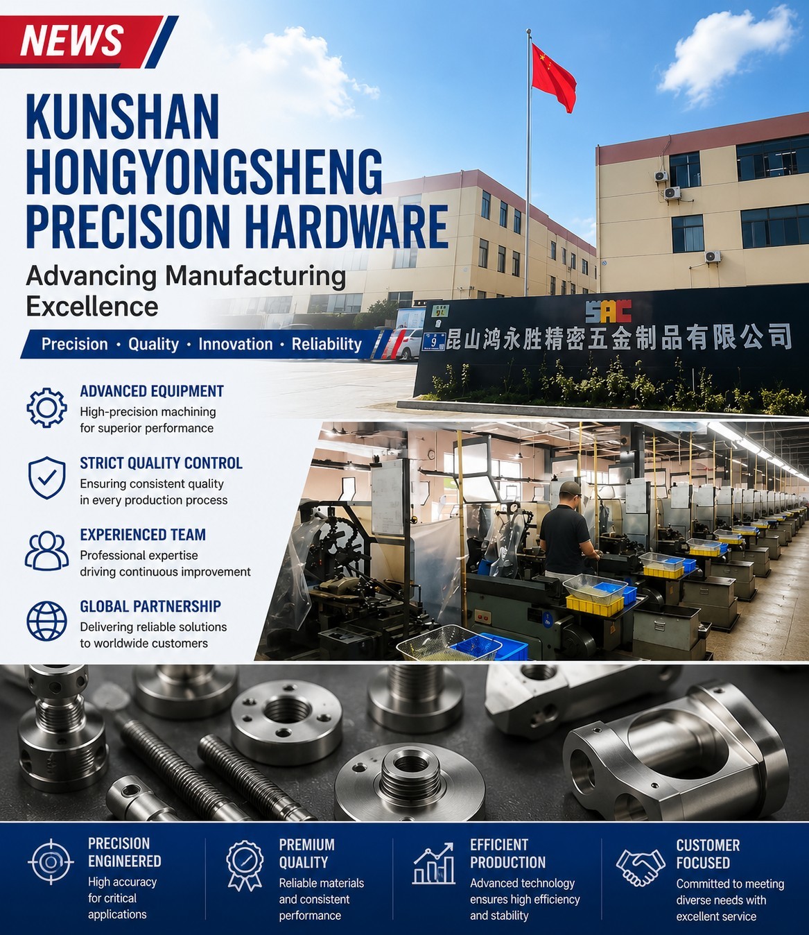 Hogyan növeli a Kunshan Hongyongsheng precíziós hardver gyártási erejét?