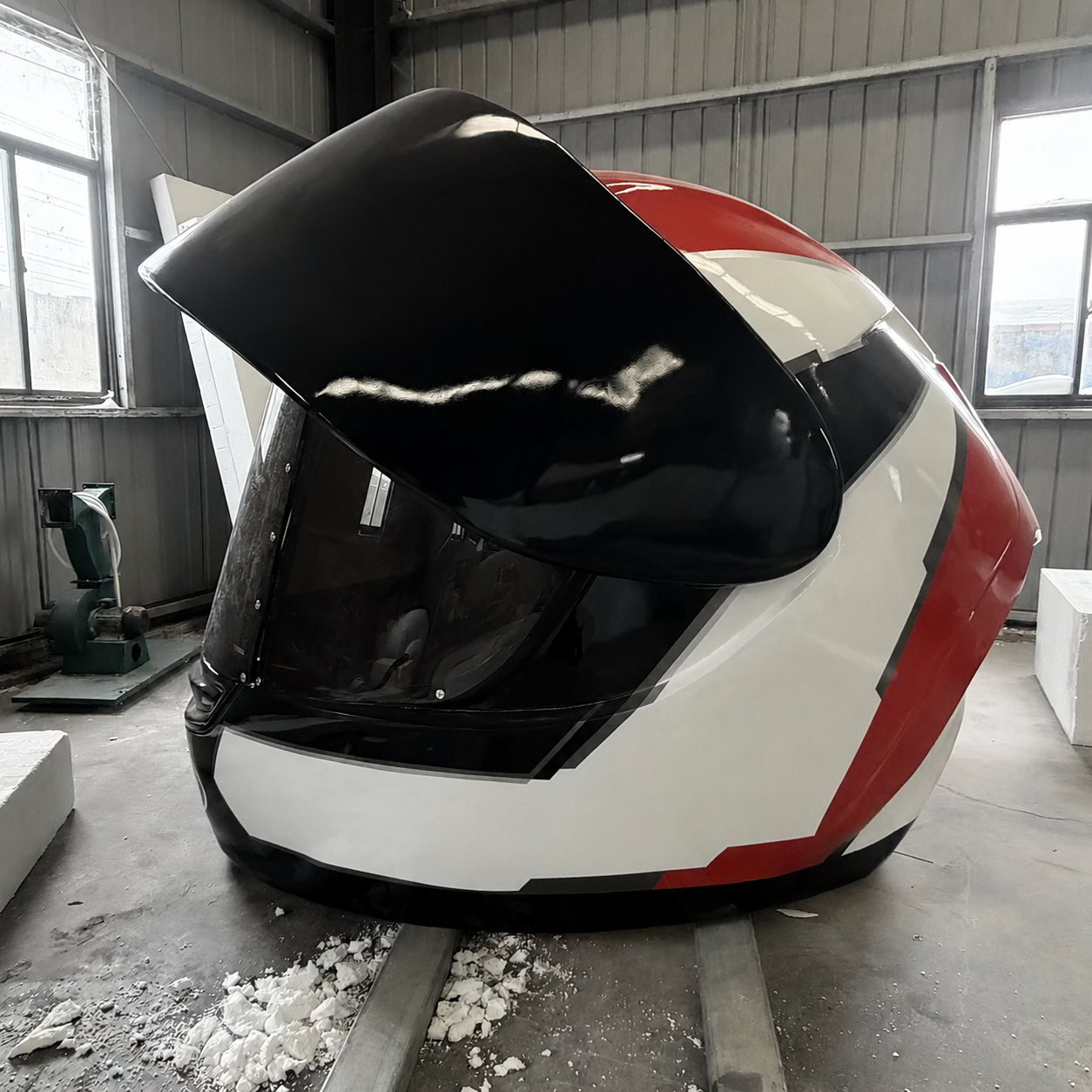 Hogyan készül egy óriási gyanta motoros sisakszobor – és ki készíti?